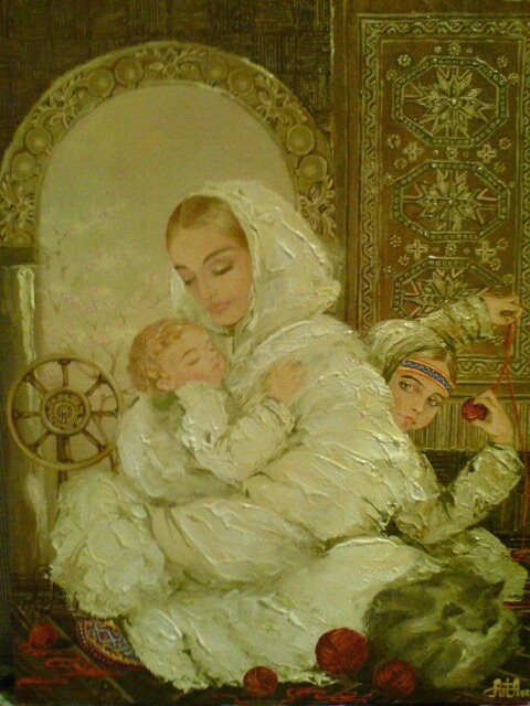 Painting titled "Madonna" by Alla Antonyan, Original Artwork, Oil