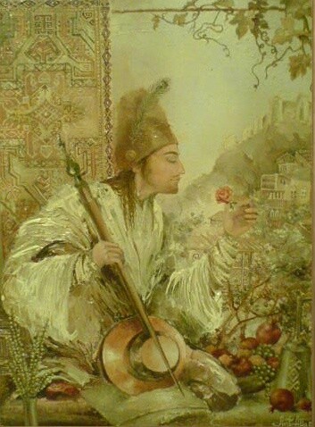 Painting titled "Sayat Nova" by Alla Antonyan, Original Artwork, Oil