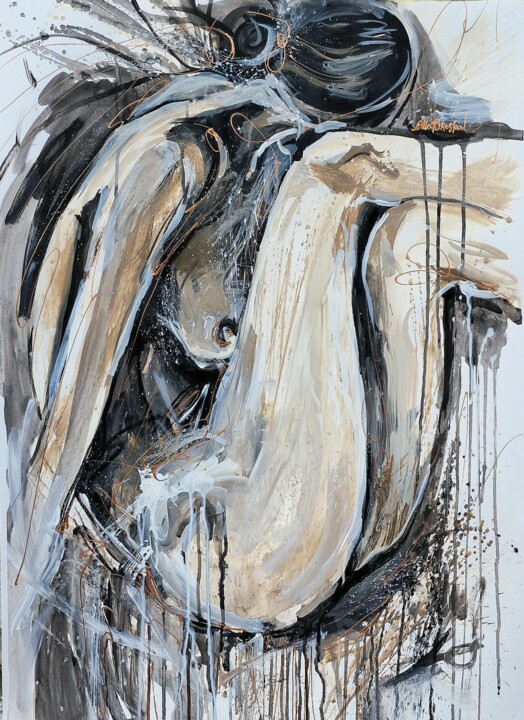 Peinture intitulée "Nude. August" par Alla Broska, Œuvre d'art originale, Acrylique