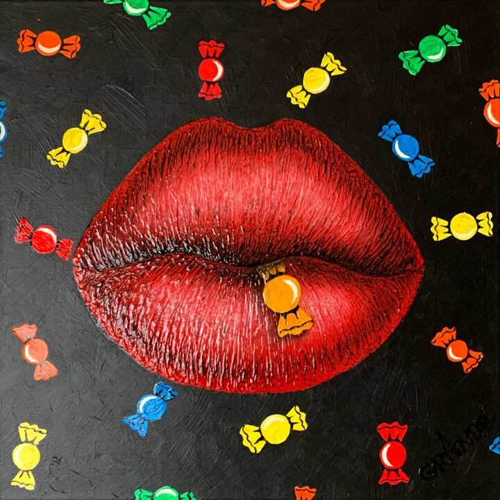 Painting titled "SWEET LIPS" by Alla Grande, Original Artwork, Lacquer