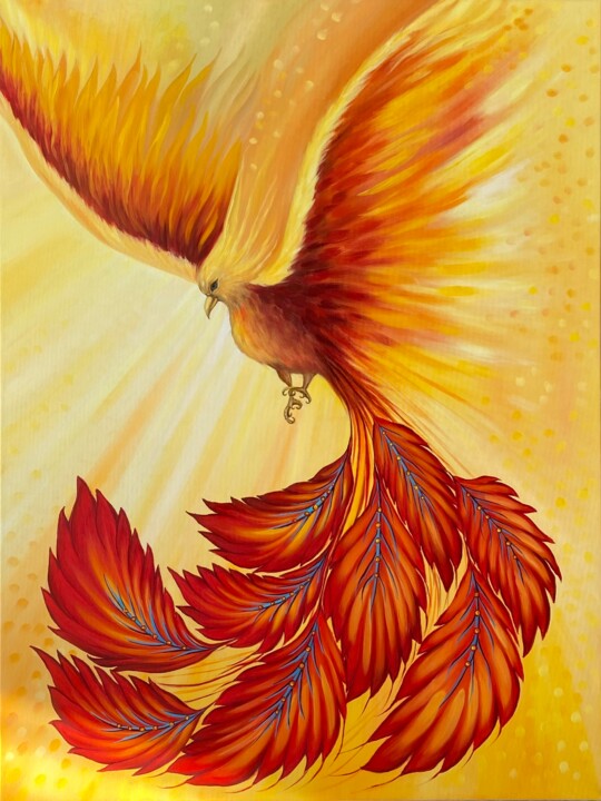 Картина под названием "Phoenix Rebirth" - Alla Kyzymenko, Подлинное произведение искусства, Масло