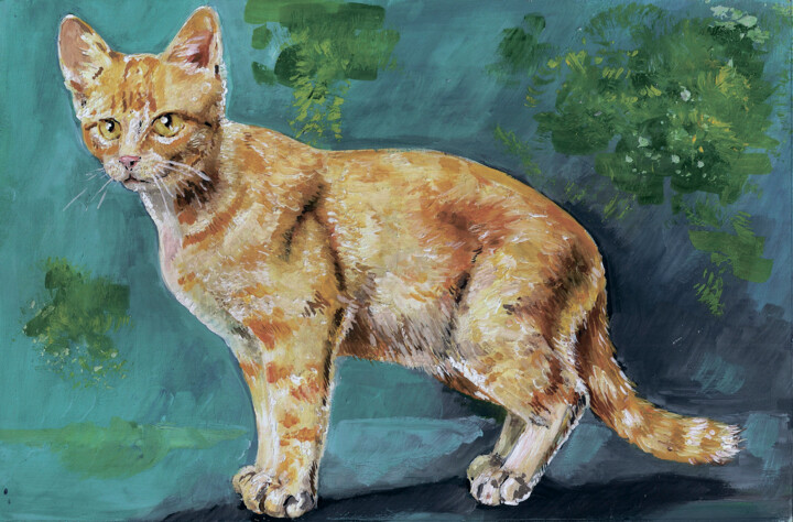 Рисунок под названием "Кошка" - Алла Марковская, Подлинное произведение искусства, Гуашь