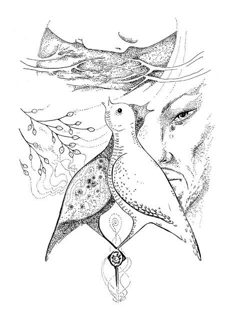 Dessin intitulée "Соловей (иллюстраци…" par Alla Markovskaia, Œuvre d'art originale