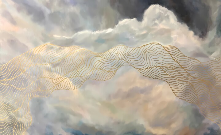 Schilderij getiteld "Clouds Minimalist c…" door Alla Meleschenko, Origineel Kunstwerk, Acryl