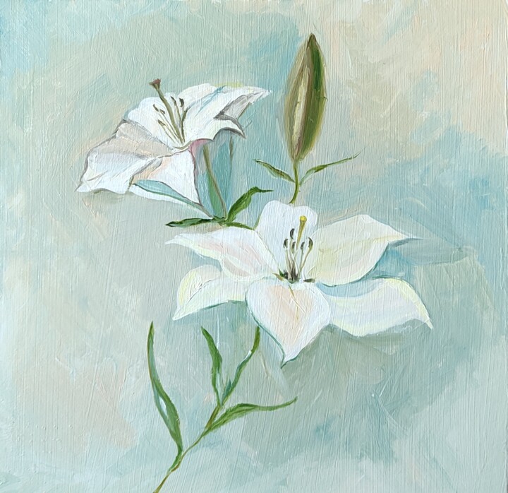Painting titled "Lily Painting" by Alla Orlova, Original Artwork, Oil