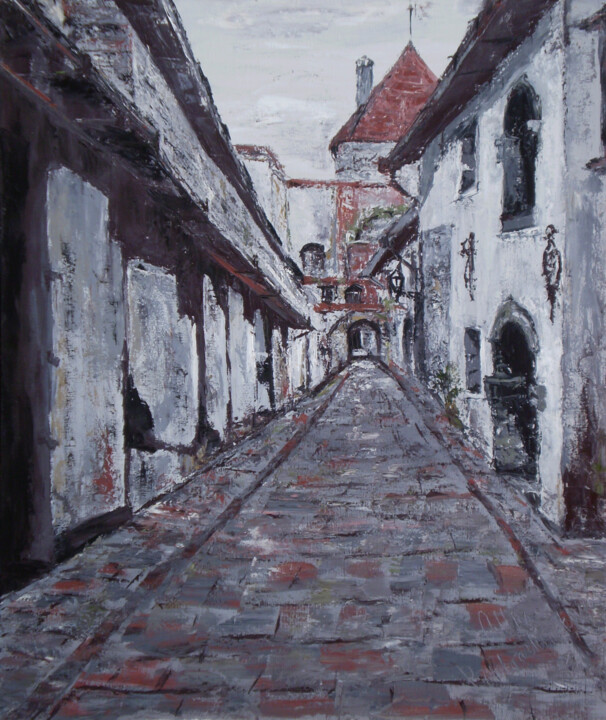 Malerei mit dem Titel "Tallinn." von Alla Ronikier, Original-Kunstwerk, Öl Auf Keilrahmen aus Holz montiert