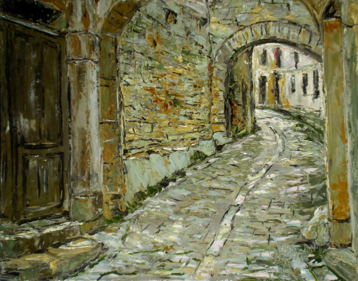Painting titled "Golden Jerusalem" by Alla Ronikier, Original Artwork, Oil