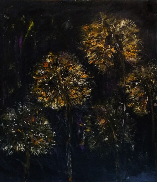 Peinture intitulée "Dandelions" par Alla Ronikier, Œuvre d'art originale, Huile Monté sur Châssis en bois