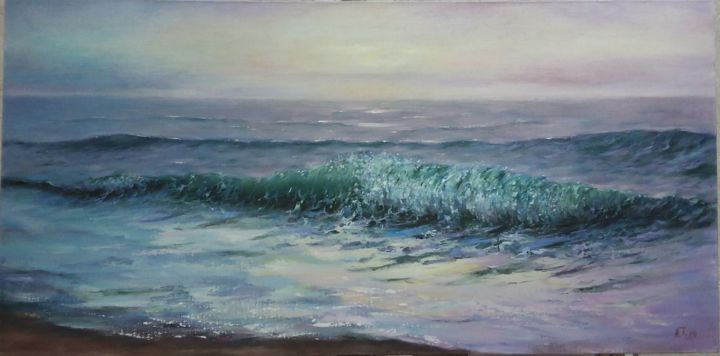 Painting titled "Lilac sunset /Сирен…" by Alla Tatarinova, Original Artwork, Oil