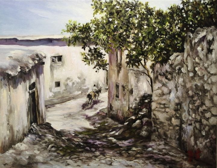 Painting titled "Old Nicosia" by Alla Vasylkova, Original Artwork, Oil Mounted on Wood Stretcher frame