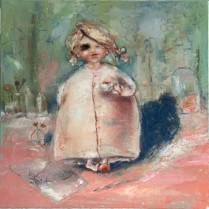 Painting titled "Die kleine Künstler…" by Alla Wittkowski, Original Artwork, Oil