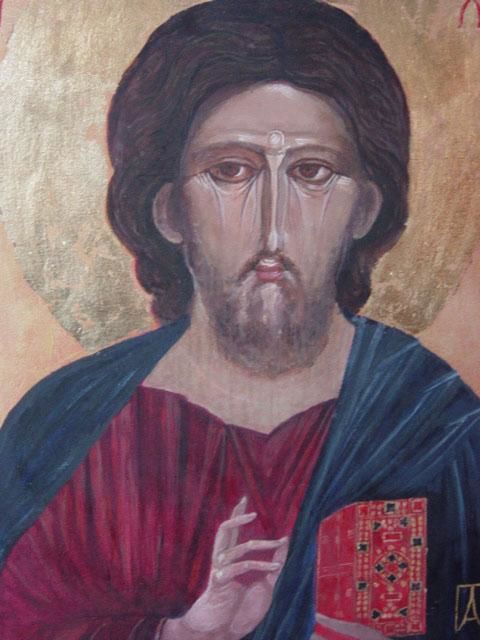 Painting titled "Christ" by Alla Poniatovska, Original Artwork