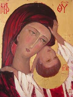 Painting titled "Virgin of Tenderness" by Alla Poniatovska, Original Artwork