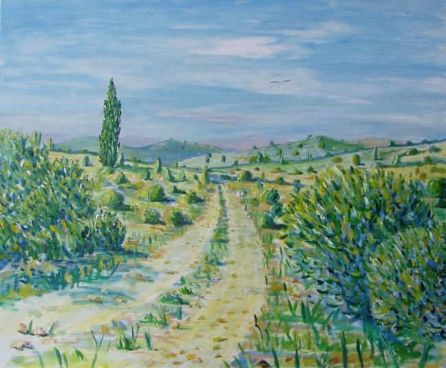 Peinture intitulée "le chemin" par Allain, Œuvre d'art originale