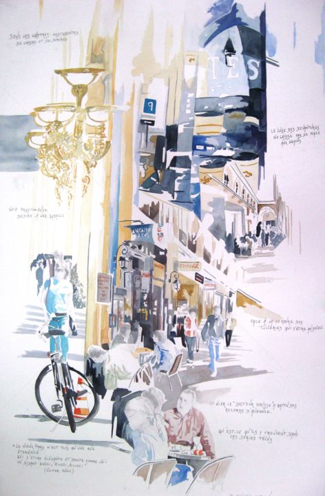 Painting titled "Rivoli" by Allais Rabeux, Original Artwork, Watercolor