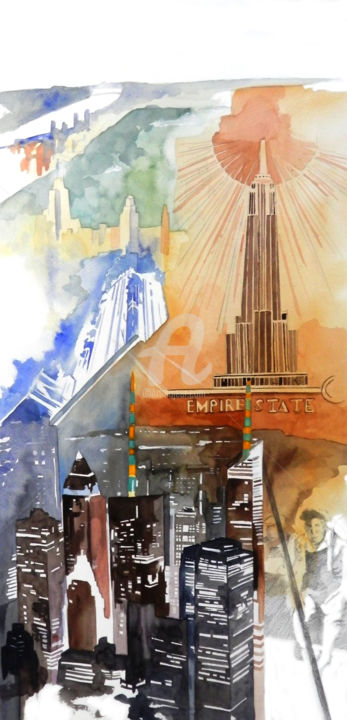 Painting titled "empire" by Allais Rabeux, Original Artwork, Watercolor