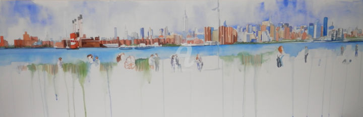 Peinture intitulée "skyline" par Allais Rabeux, Œuvre d'art originale, Aquarelle