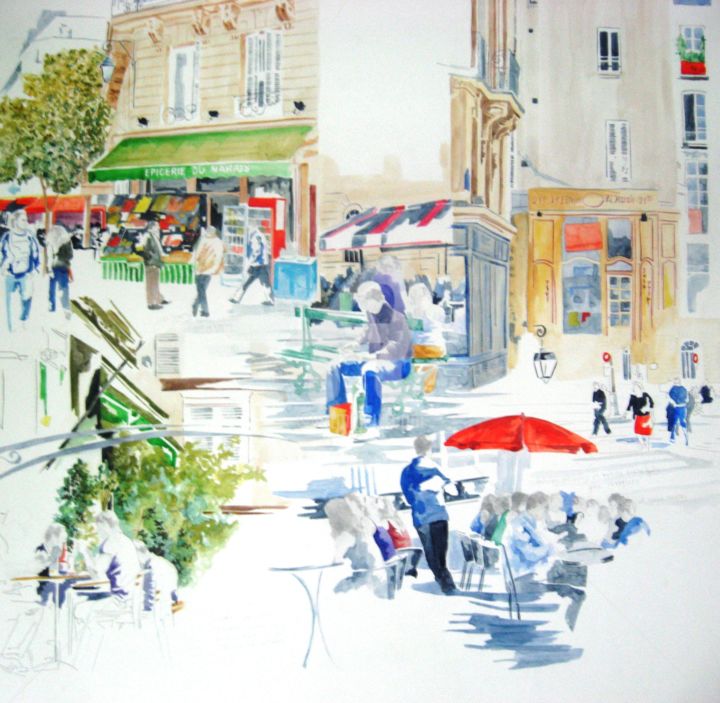绘画 标题为“Epicerie du Marais” 由Allais Rabeux, 原创艺术品, 水彩