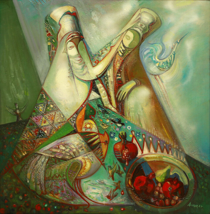Schilderij getiteld "Eastern sonata" door Allamyrat Muhammedov, Origineel Kunstwerk, Olie