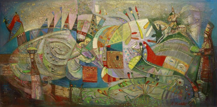 Peinture intitulée "Nowruz" par Allamyrat Muhammedov, Œuvre d'art originale, Huile