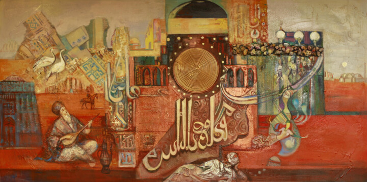 Painting titled "The Khorosanian sing" by Allamyrat Muhammedov, Original Artwork, Oil
