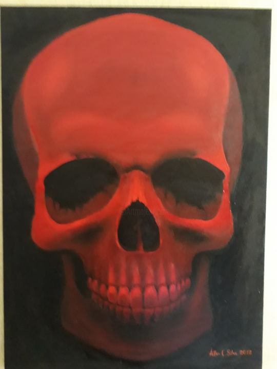 Painting titled "red skull" by Allan Campos, Original Artwork, Other