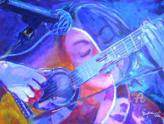 Desenho intitulada "FILLEGUITAR" por Allan, Obras de arte originais