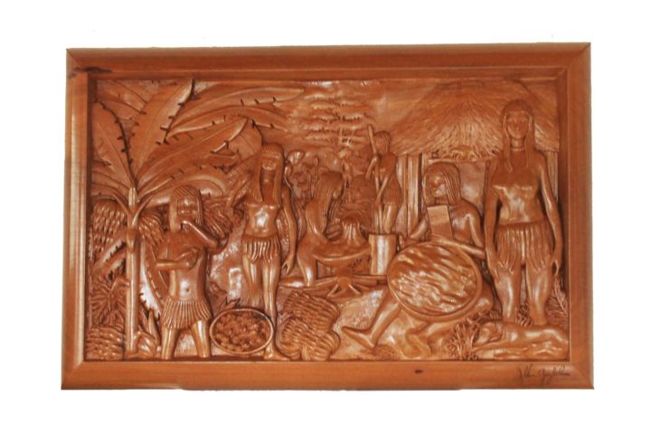 Skulptur mit dem Titel "Índias" von Allan Guglielmoni, Original-Kunstwerk, Holz