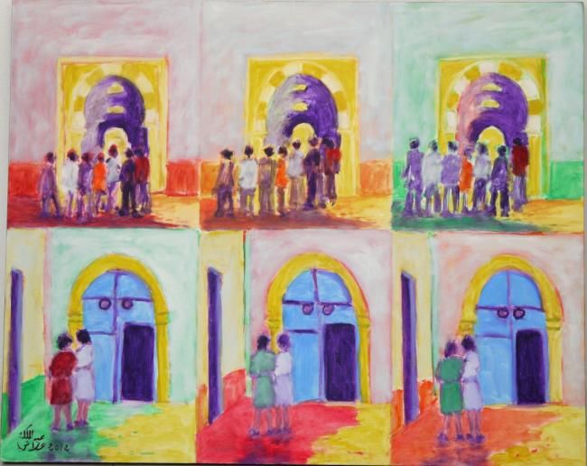 Peinture intitulée "Assemblage Rythmiqu…" par Abdelmalek Allani, Œuvre d'art originale, Huile