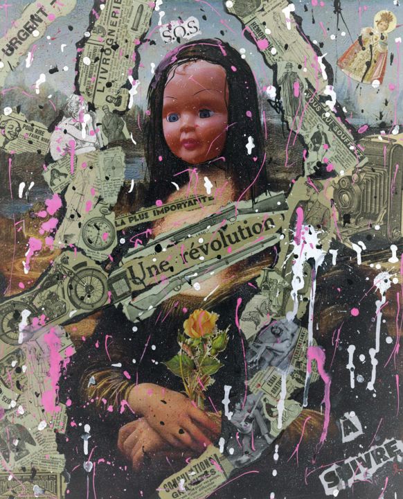Collages intitolato ""Révolution"" da Allan Martel, Opera d'arte originale, Acrilico