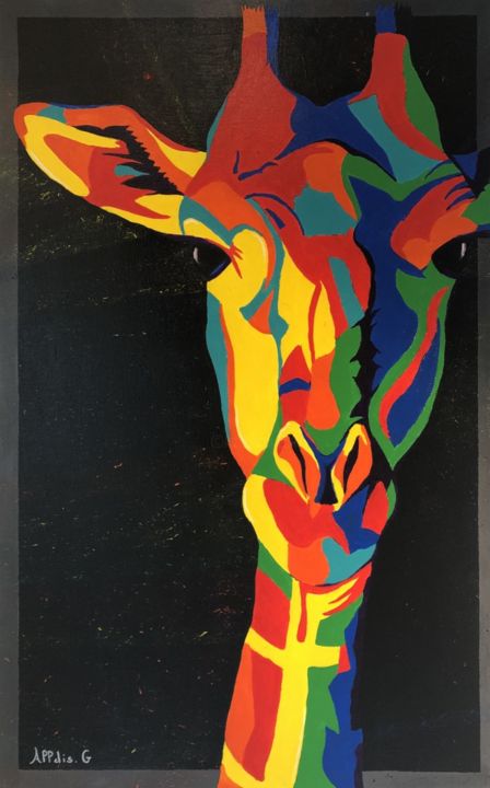 Peinture intitulée "girafe pop" par Gerald Alldis, Œuvre d'art originale, Acrylique