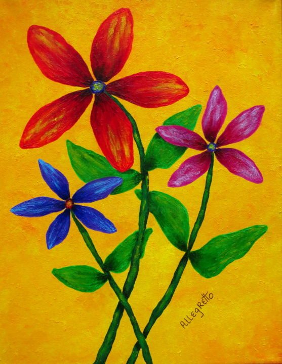 Peinture intitulée "Flower Power" par Allegretto, Œuvre d'art originale, Acrylique