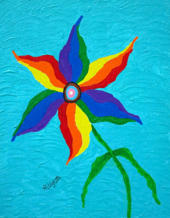 Painting titled "PRIDE FLAG DAISY" by Allegretto, Original Artwork, Acrylic