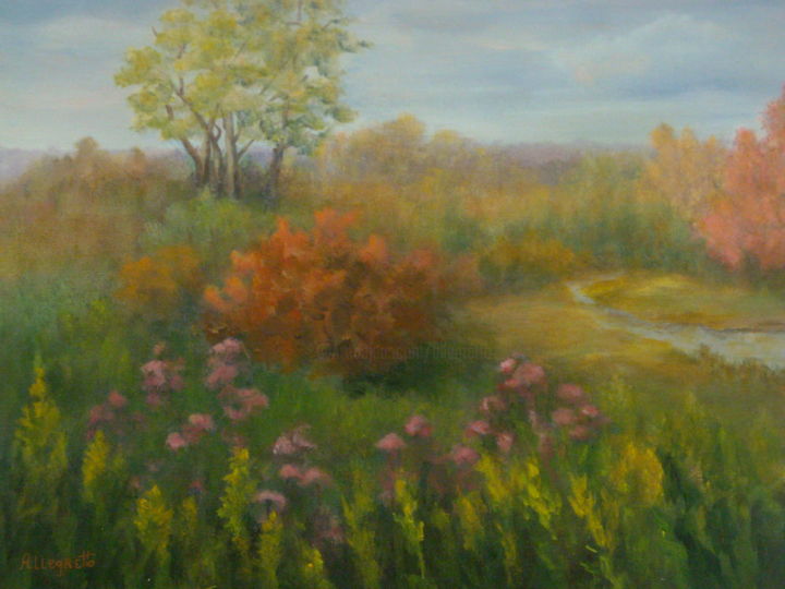 Painting titled "Fall In East Hampton" by Allegretto, Original Artwork, Acrylic
