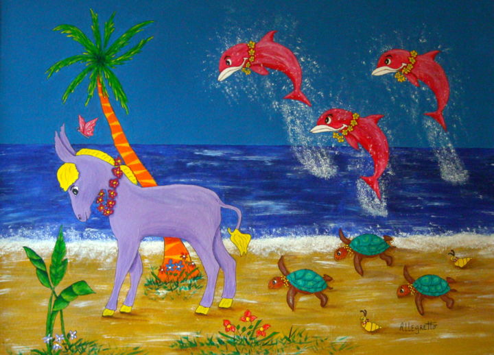 Painting titled "Lei Parade" by Allegretto, Original Artwork, Acrylic