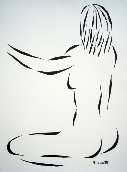 Картина под названием "Ripose 2" - Allegretto, Подлинное произведение искусства, Чернила