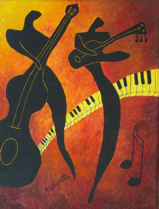 绘画 标题为“New Orleans Jazz” 由Allegretto, 原创艺术品, 丙烯