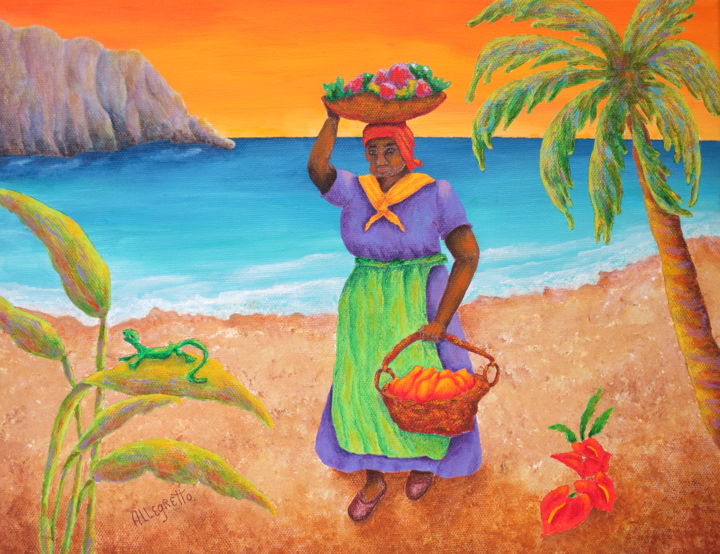 Pittura intitolato "Tropical Harvest" da Allegretto, Opera d'arte originale, Acrilico