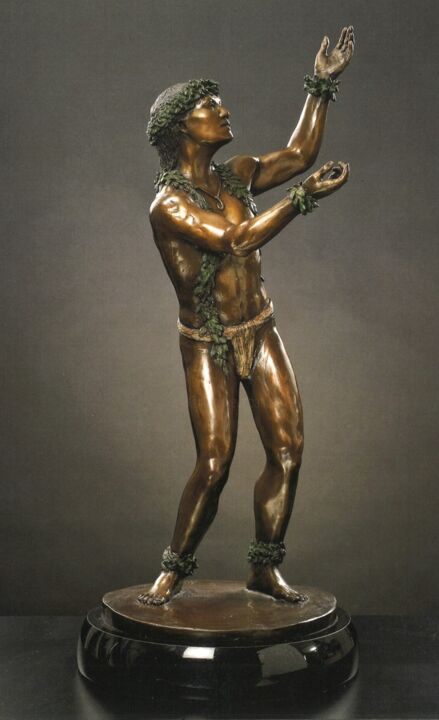 Sculptuur getiteld "Dancing Alone in th…" door Allen Auwae, Origineel Kunstwerk, Bronzen