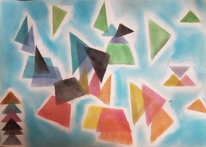 Schilderij getiteld "Colorful Shapes" door Allen Ziegenfus, Origineel Kunstwerk