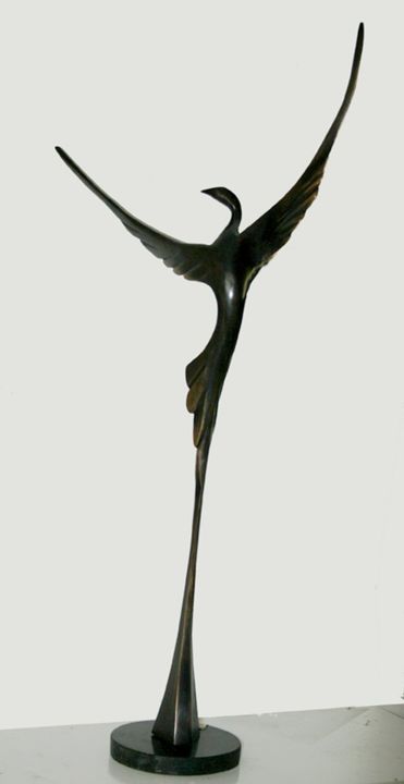 Скульптура под названием "Taking off" - יפים שיסטיק, Подлинное произведение искусства, Металлы