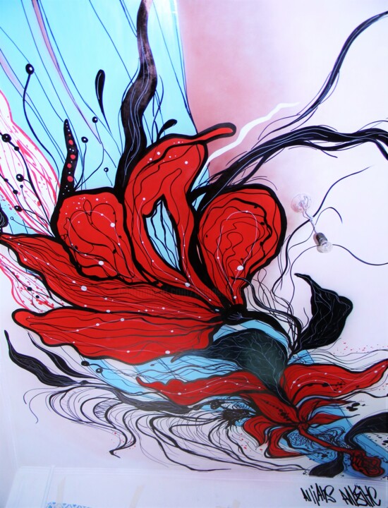 Pintura intitulada "Flowers" por Allians, Obras de arte originais, Tinta spray