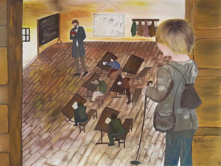 Pittura intitolato "Back to school" da Enescu Elena, Opera d'arte originale, Olio