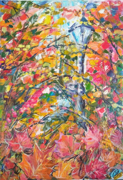 Картина под названием "Autumn Vibes Oil Pa…" - Skorokhoart, Подлинное произведение искусства, Масло
