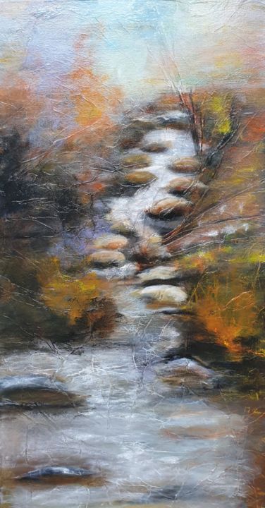 Pintura titulada "le ruisseau" por Brigitte Desmons, Obra de arte original, Oleo