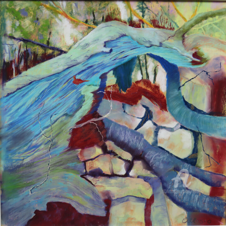 Pintura titulada "Harmonie e végétal-…" por Claudette Allosio, Obra de arte original, Pastel