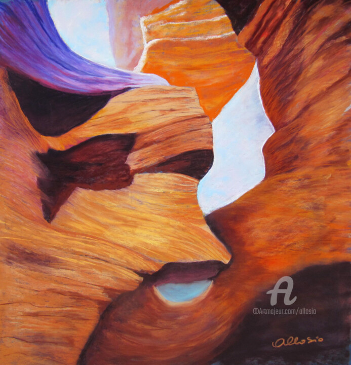 Painting titled "strates-minerales-o…" by Claudette Allosio, Original Artwork, Pastel