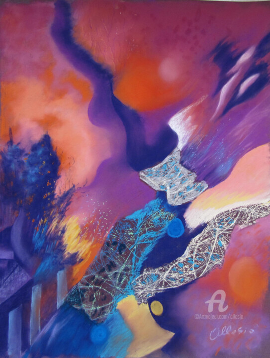 Peinture intitulée "ambiance-crepuscule…" par Claudette Allosio, Œuvre d'art originale, Pastel