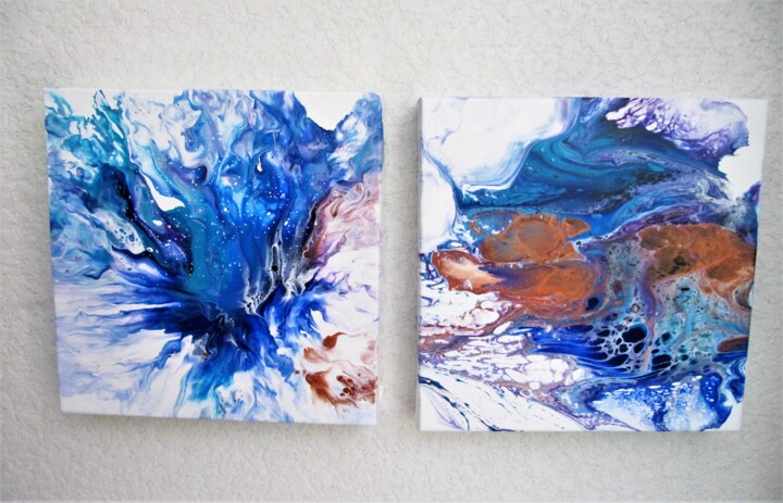 Painting titled "diptyque-bleu.jpg" by Claudette Allosio, Original Artwork, Acrylic