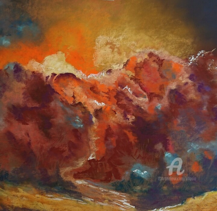 「Turbulence flamboya…」というタイトルの絵画 Claudette Allosioによって, オリジナルのアートワーク, パステル